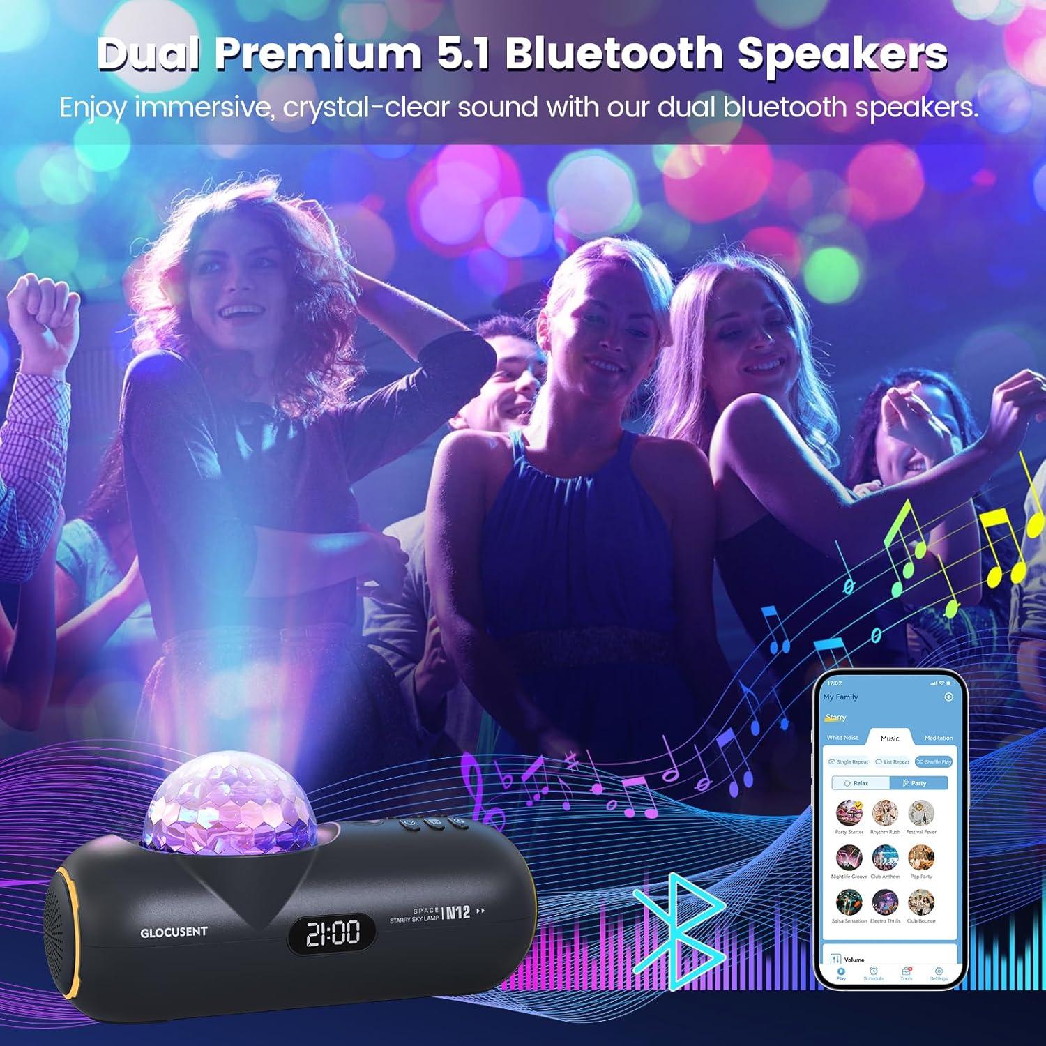 imageGlocusent Star Projector 16 Colors Aurora Galaxy Projector with 65 Soothing Sounds 8 Scenes Modes Builtin 51Bluetooth Speaker Works with App 24Ghz WiFi