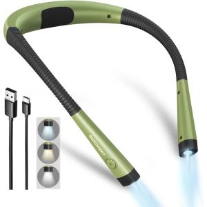 imageGlocusent Book Light 3Color ampamp 6Brightness Reading Light Bendable Neck Light 80hr Lasting Rechargeable Lamp Perfect Book Light for Reading in Bed Knitting Camping Repairing Book Lovers GiftsGreen