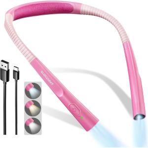 imageGlocusent Book Light 3Color ampamp 6Brightness Reading Light Bendable Neck Light 80hr Lasting Rechargeable Lamp Perfect Book Light for Reading in Bed Knitting Camping Repairing Book Lovers GiftsLight Pink