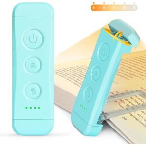 imageGlocusent Book Light Reading Light with Sleep Aid ampamp Timer 5 BrightnessLevel ampamp 3Color Upgraded USBC Rechargeable Clipon Book Lamp Portable Book Light Reading at Night for Book LoversSky Blue