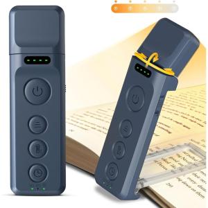 imageGlocusent Book Light Reading Light with Sleep Aid ampamp Timer 5 BrightnessLevel ampamp 3Color Upgraded USBC Rechargeable Clipon Book Lamp Portable Book Light Reading at Night for Book LoversDark Blue