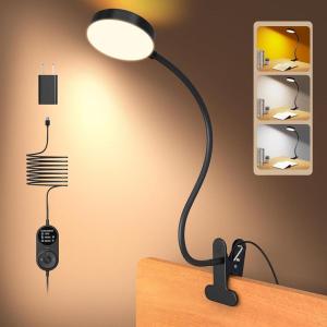 imageGlocusent Clip on Light 72LED Clip on Lamp with Amber Night Light 3 Colors ampamp 5 Brightness Bed Lamp 30Min Auto Off Timer Perfect Eye Charging Reading Lamps for BedBunk BedBlack 20