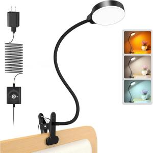 imageGlocusent Clip on Light 72LED Clip on Lamp with Amber Night Light 3 Colors ampamp 5 Brightness Bed Lamp 30Min Auto Off Timer Perfect Eye Charging Reading Lamps for BedBunk BedBlack