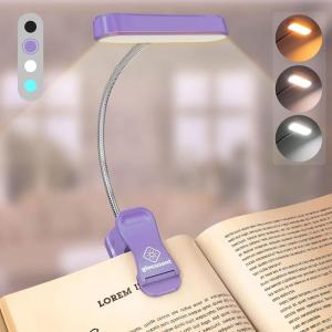 imageGlocusent Horizontal ETHead Book Light for Reading in Bed Eye Caring CRI 95 3 Colors ampamp 5 Brightness Rechargeable Long Lasting Reading Light 14Oz Lightweight ampamp Portable Perfect for Book LoversPurple