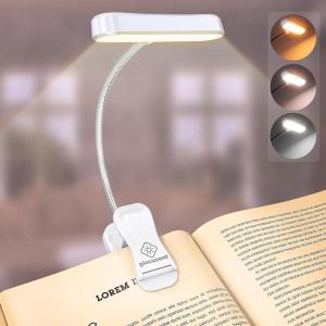 imageGlocusent Horizontal ETHead Book Light for Reading in Bed Eye Caring CRI 95 3 Colors ampamp 5 Brightness Rechargeable Long Lasting Reading Light 14Oz Lightweight ampamp Portable Perfect for Book LoversWhite