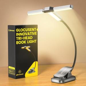 imageGlocusent Innovative TriHead Book Light for Reading in Bed 3 Colors ampamp 5 Brightness Levels 1000mAh Rechargeable with 30Min Timer 10100Hrs Partner Friendly Perfect for Book LoversGray