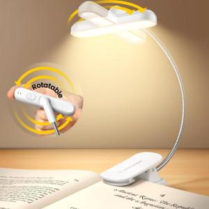 imageGlocusent Rotatable Book Light for Reading in Bed 22 LEDs Reading Light with Stepless Dimming ampamp Color Changing Rechargeable Clip on Book Light with Timer 1000mAh ampamp Up to 100hrs Book Lovers GiftWhite