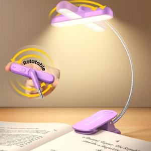 imageGlocusent Rotatable Book Light for Reading in Bed 22 LEDs Reading Light with Stepless Dimming ampamp Color Changing Rechargeable Clip on Book Light with Timer 1000mAh ampamp Up to 100hrs Book Lovers GiftPurple