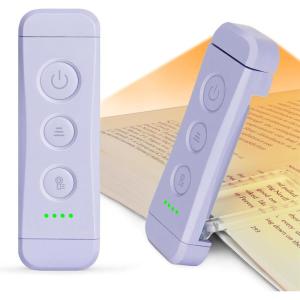 imageGlocusent USB Rechargeable Book Light for Reading in Bed Portable Clipon LED Reading Light 3 Amber Colors ampamp 5 Brightness Dimmable Compact ampamp Long Lasting Perfect for Book Lovers KidsPurple