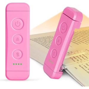 imageGlocusent USB Rechargeable Book Light for Reading in Bed Portable Clipon LED Reading Light 3 Amber Colors ampamp 5 Brightness Dimmable Compact ampamp Long Lasting Perfect for Book Lovers KidsPink