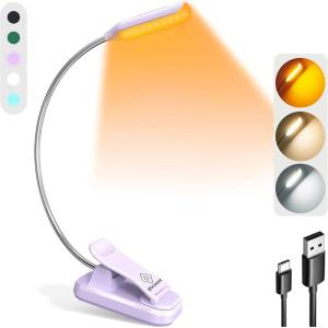 imageGlocusent Willow Book Light for Reading in Bed 10LED Bright Reading Light 3 Colors ampamp 3 Brightness Rechargeable Book Light Lasts for 80hr Lightweight Clip on Book Light Perfect for Book LoversPurple