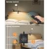 imageGlocusent Brighter Clip on Lamp with Remote EyeCaring Clip on Light for Bed Headboard 3 Color ampamp 5 Brightness Bed Lamp 30Min AutoOff Timer Reading Light with AdapterBlack