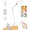 imageGlocusent Brighter Clip on Lamp with Remote EyeCaring Clip on Light for Bed Headboard 3 Color ampamp 5 Brightness Bed Lamp 30Min AutoOff Timer Reading Light with AdapterWhite