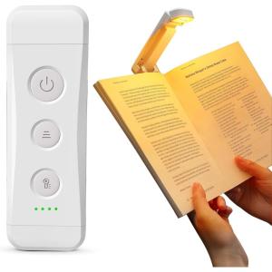 imageGlocusent Rechargeable Book Light 1000 mAh Battery for 160 Hrs 3 Amber Colors ampamp 5 Brightness Stepless Dimming  Reading Lights for Books in Bed Clip on Book Lights for Bookworms KidsWhite