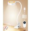 imageGlocusent 72 LED Clip on Lamp with Remote Reading Light with Amer Ring Night Light 3 Colors ampamp 5 Dimmable Desk Lamp with Clamp AutoOff Timer for Night Reading Bed Light for HeadboardDormBunkWhite