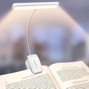 imageGlocusent 26 LED Rechargeable Book Light 1200 mAh Battery for 90 Hrs 5 Amber Colors ampamp Stepless Dimming Book Lights for Reading at Night  Portable Clip on Reading Light for Book Lovers KidsWhite