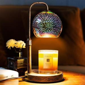 imageGlocusent Candle Warmer Lamp with 3D Glass Globe Antique Base Dimmable Height Adjustable Wax Melter for Scented Jar Candles 28H Auto Timer Christmas Birthday Gifts for Women Home Decor Lighting