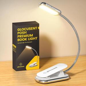imageGlocusent Posh Premium Book Light for Reading in Bed with Timer 16LED Rechargeable Reading Light Runs 160hrs 1800K Eyecaring Clip on Book Light 3 Colors ampamp 5 Brightness Levels Perfect for ReadersWhite